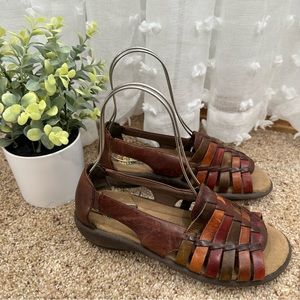 Earth Spirit Cupid Leather Multicolor Weaved Sandals